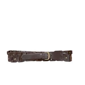 Vintage Wide Brown Leather Belt‎ double